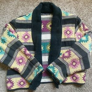 Hand knitted aztek print coat